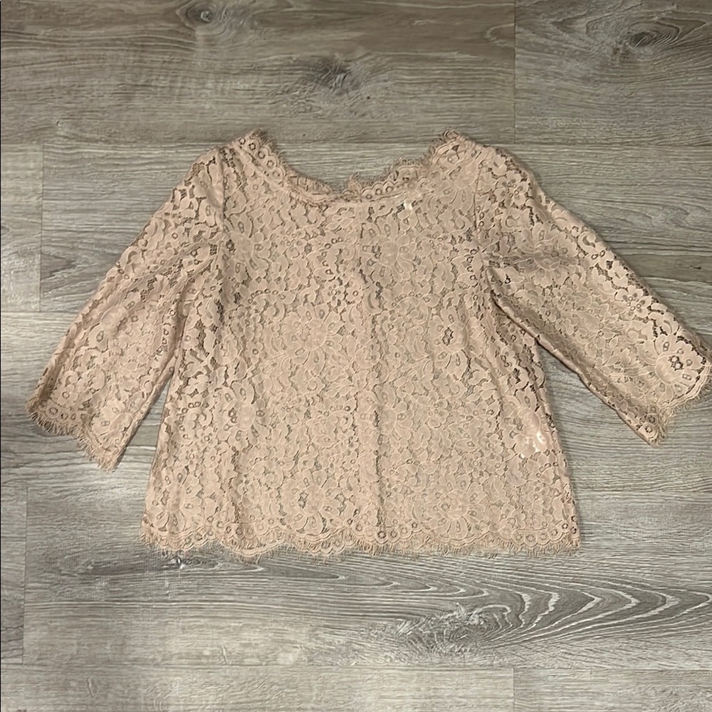Joie Elvia Lace Top in Tan, size S